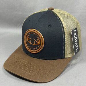 Kamel Hunting Snapback Cap Hat Black Western Trucker Outdoor Leather Patch Mens